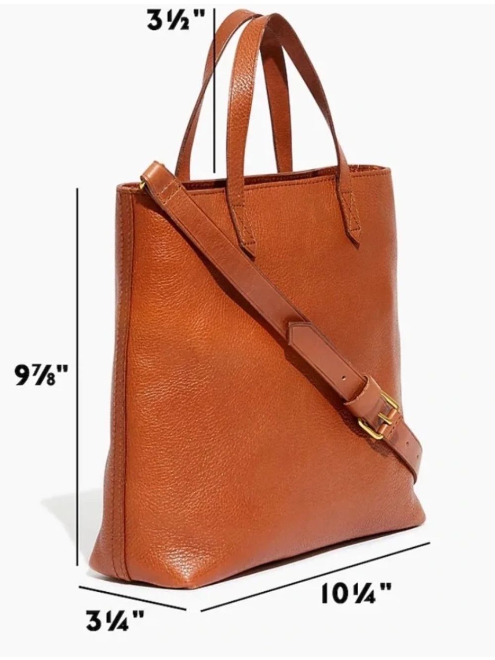Madewell Transport Leather Zip Top Tote Bag in Cognac Brown - Picture 11 of 11